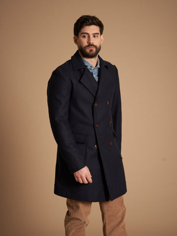 Cappotto doppio petto in lana unita